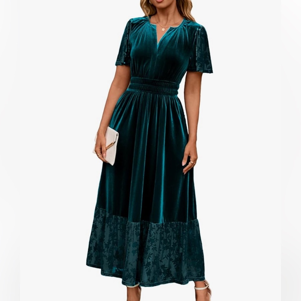 Blue velvet dress